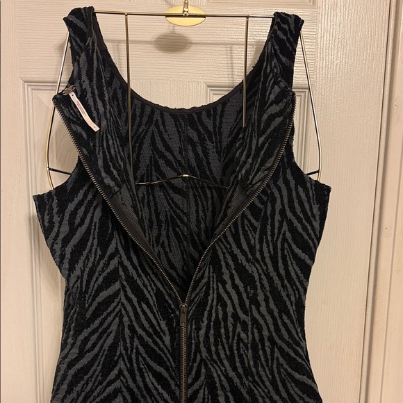 Free People Black & Gray Chenille Zebra Print Mini Dress - Picture 6 of 11
